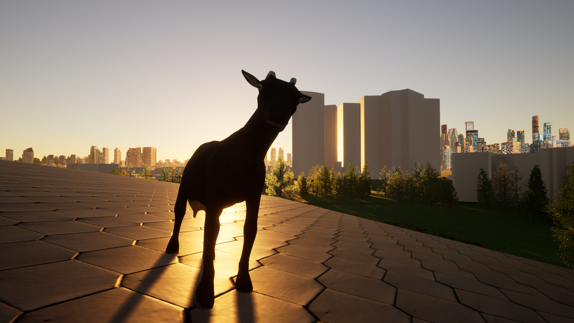 a final rendering of the pavilion rooftop featuring a goat. Bah!