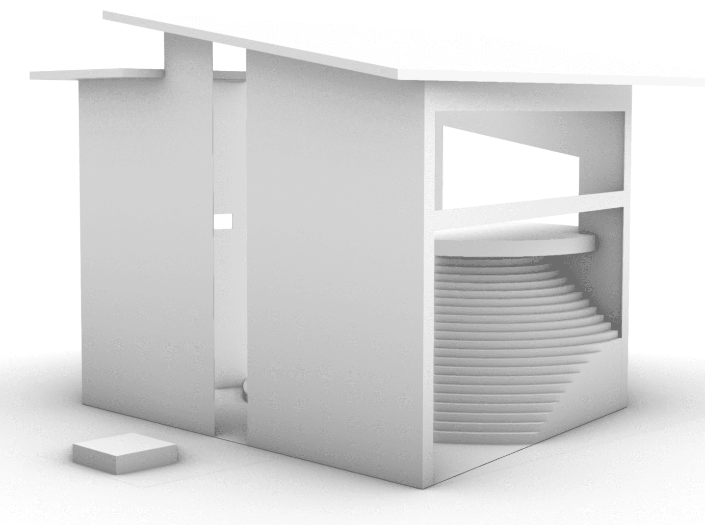 a basic rendering of the pavilion structure, it is white and featureless