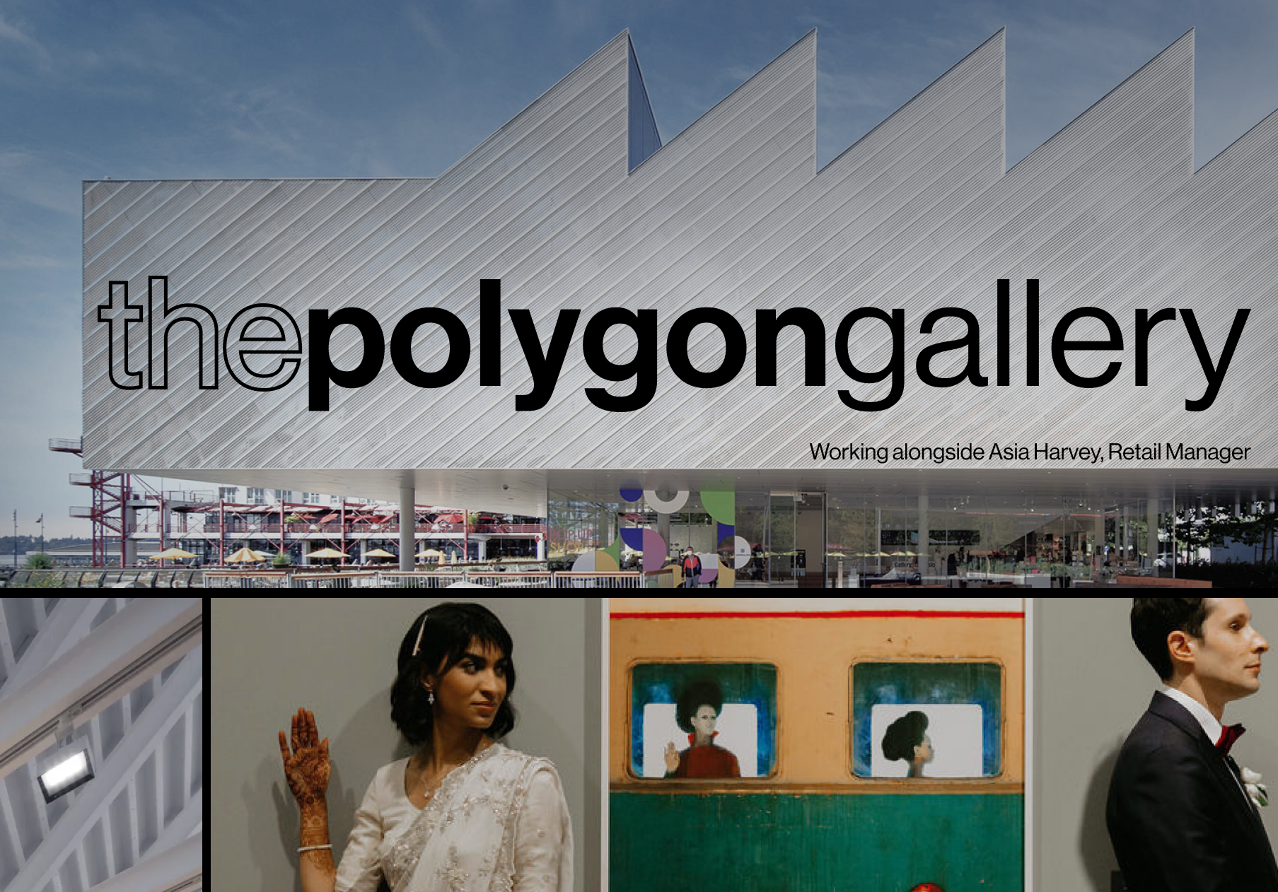 An iteration on the information poster made to convey who the polygon is. This version features larger images which highlight the modern architecture of the building, the exhibits it holds, and the events that occur there.